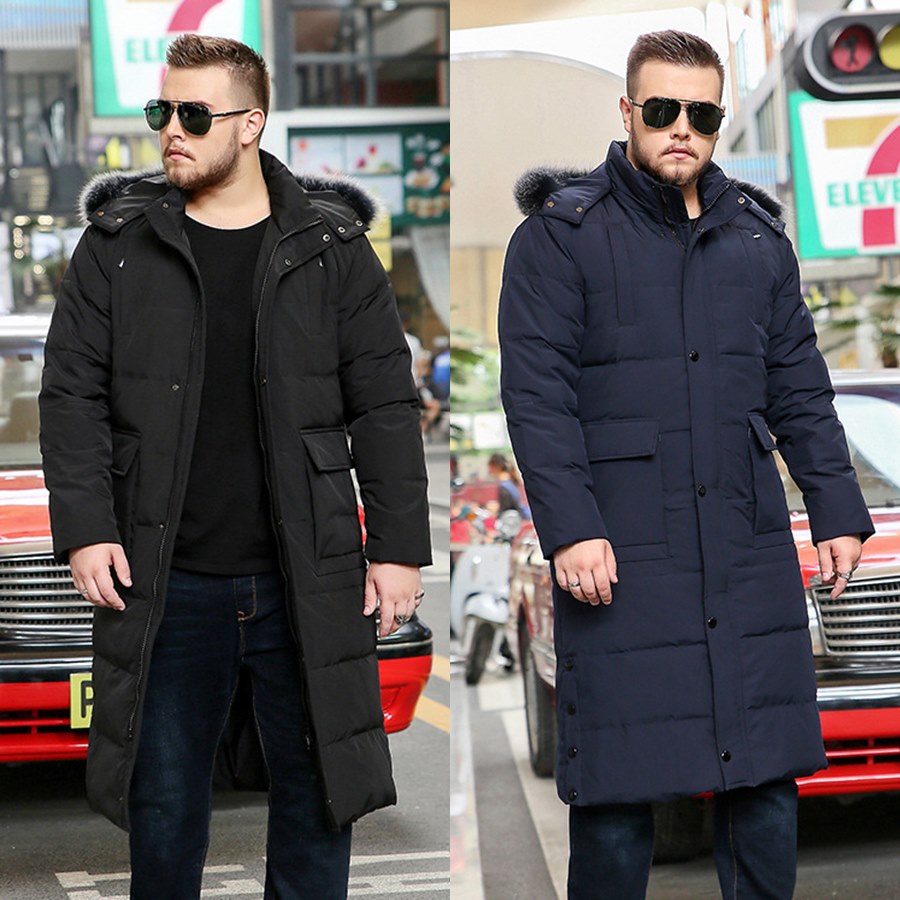 Plus Size Men s Down Fur Hood Long Length Winter Jacket Pluspreorder