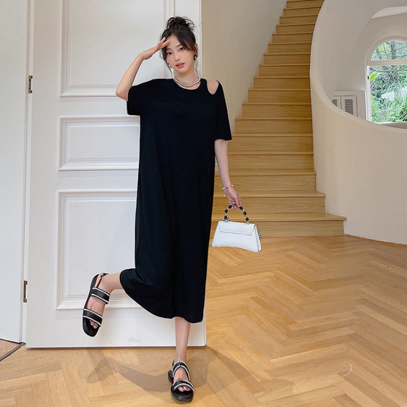 Plus Size Korean Cutout Midi T Shirt Dress – Pluspreorder