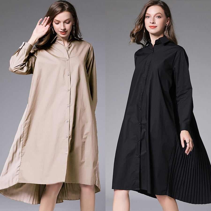 Plus Size 100% Cotton Pleat Back Tunic Shirt / Shirt Dress – Pluspreorder