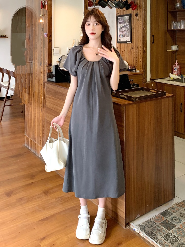 Plus Size Pleat Korean Midi Dress Pluspreorder