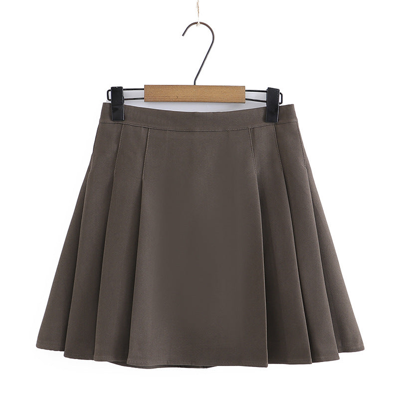 Plus size grey store pleated school skirt