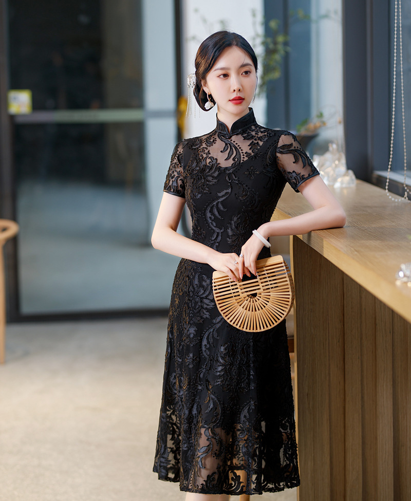 Plus Size See-Through Lace Cheongsam Dress Pluspreorder Plus Size See-Through Lace Cheongsam Dress Pluspreorder
