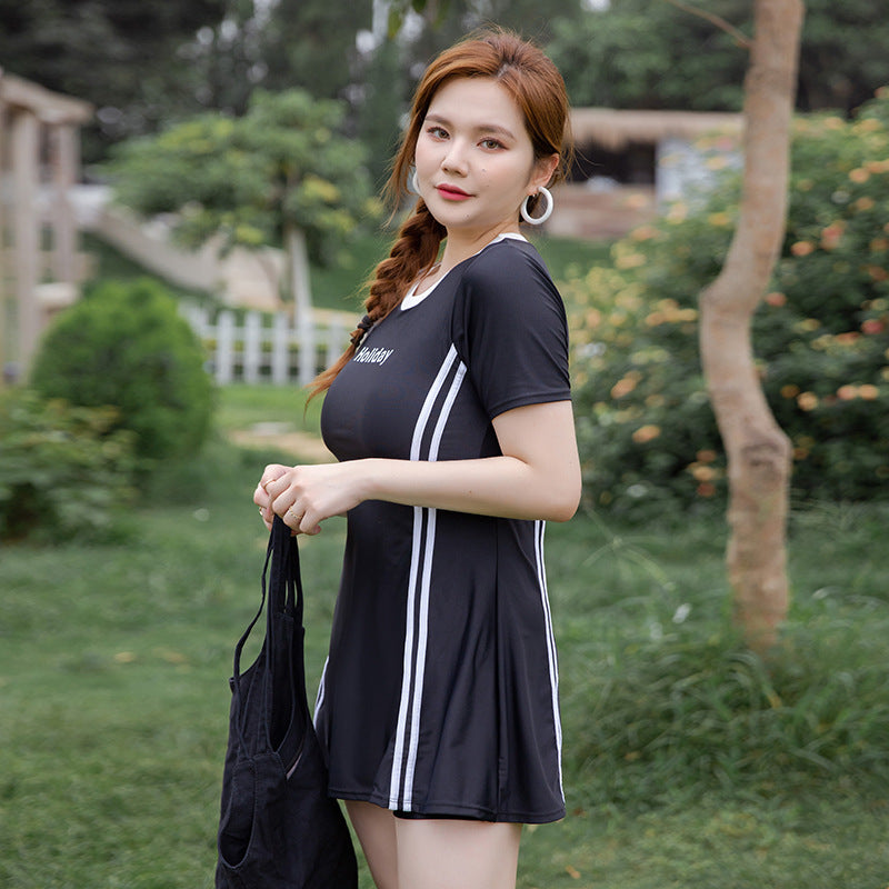 Plus size swim dress with shorts top
