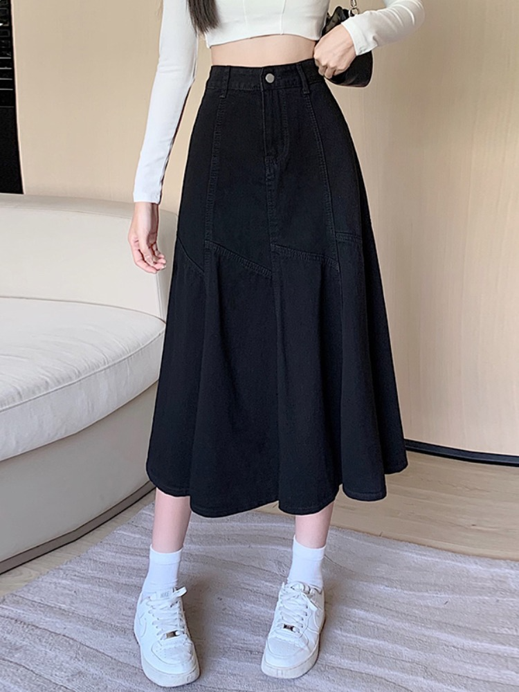 Aline plus size long denim skirts deals