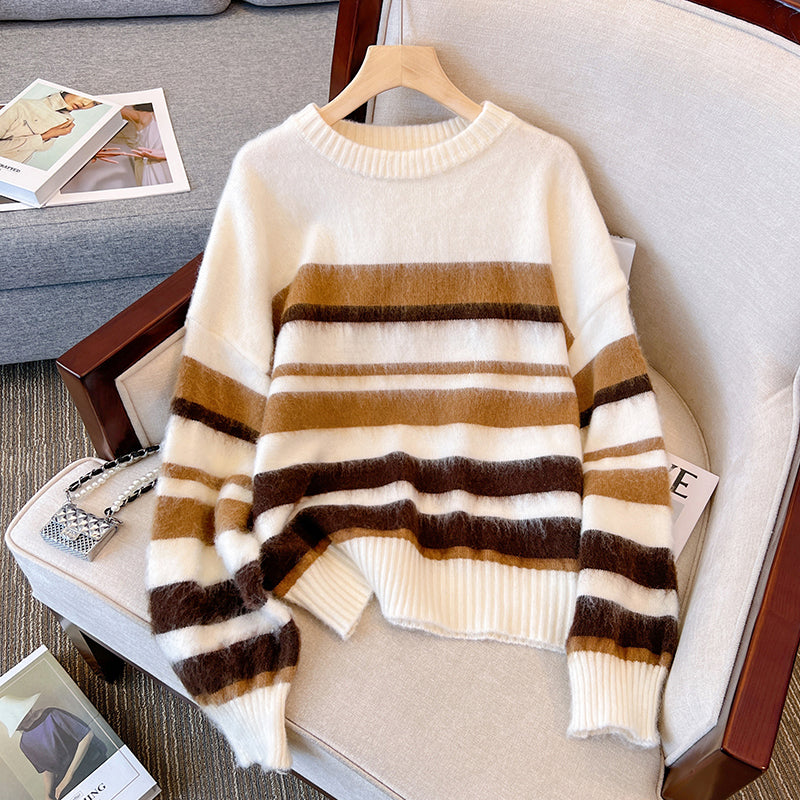 Plus Size Korean Stripe Sweater Pluspreorder