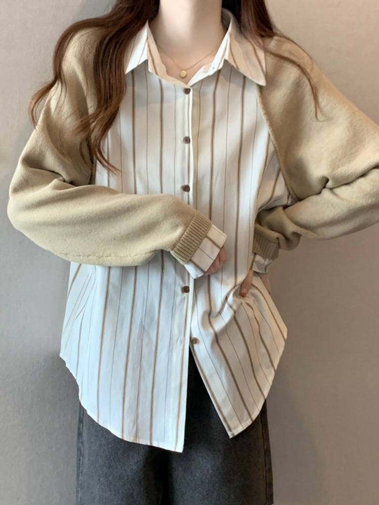 Plus White & Lemon Knit Stripe Long Sleeve Top