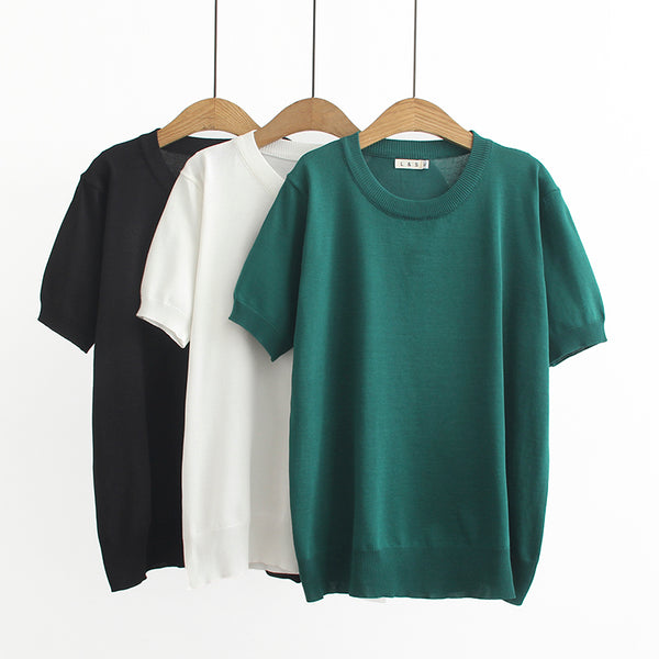 (Special Price!) Plus Size Knit Round Neck Blouse (EXTRA BIG SIZE)