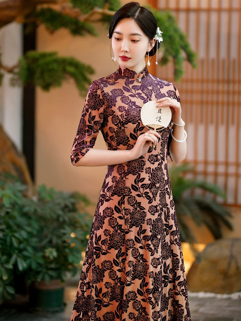 Plus Size Vintage Cheongsam Skater Dress Pluspreorder