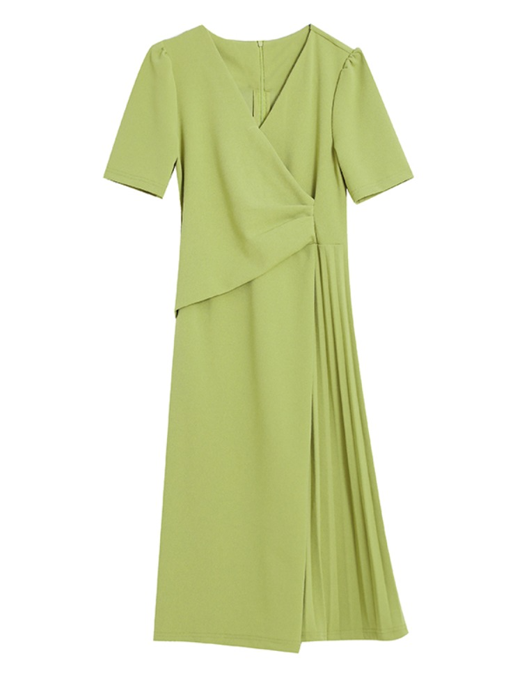 slim fit dress slacks Kiyonna - Whimsy Wrap Dress - Hunter Green main image 0