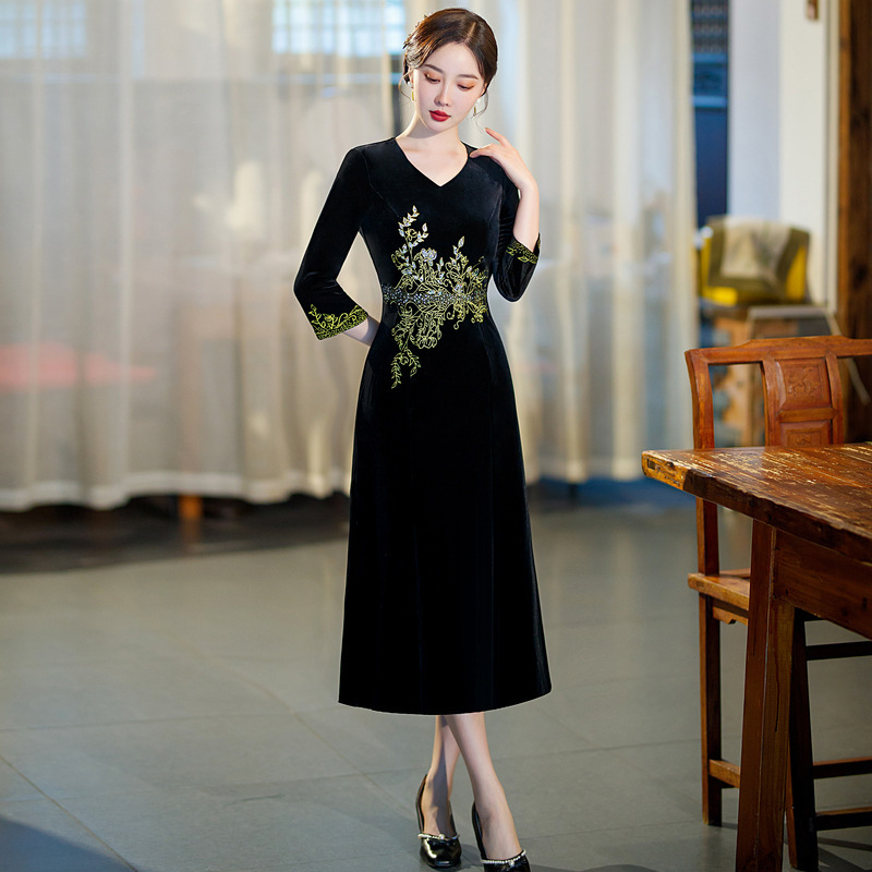 S-5Xl) Plus Size Gold Velvet Oriental Formal Cheongsam Dress For Wedd Pluspreorder S-5Xl) Plus Size Gold Velvet Oriental Formal Cheongsam Dress For Wedd Pluspreorder