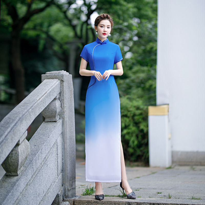 S-5Xl) Plus Size Ombre Cheongsam Chinese Maxi Dress – Pluspreorder