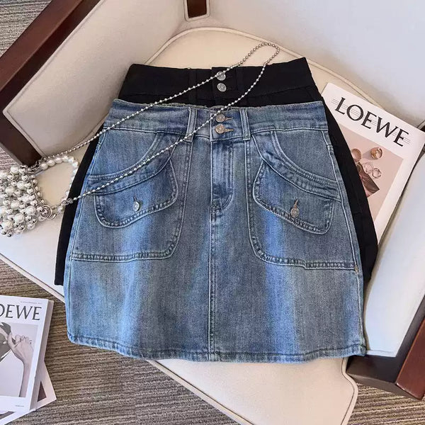 Plus Size Cargo Denim Skorts