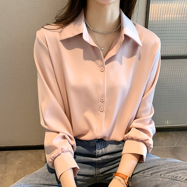 Plus Size Chiffon Long Sleeve Shirt
