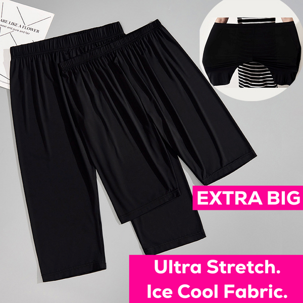 (2XL-6XL) Plus Size Black Long Safety Shorts (EXTRA BIG SIZE)