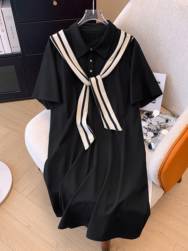 (2XL-6XL) Plus size layer polo t shirt dress (EXTRA BIG SIZE)