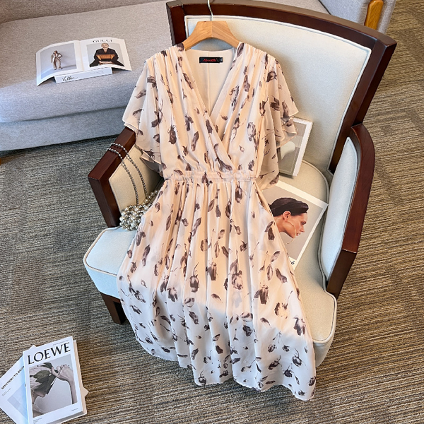 3XL 8XL Plus Size Chiffon Wrap Midi Dress EXTRA BIG SIZE Pluspreorder