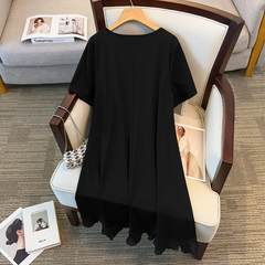 3XL-9XL) Plus Size Black Ribbon A Line Dress (EXTRA BIG SIZE)  Pluspreorder