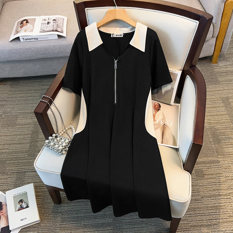 (3XL-9XL) Plus Size Colourblock Polo T Shirt Dress (EXTRA BIG SIZE)