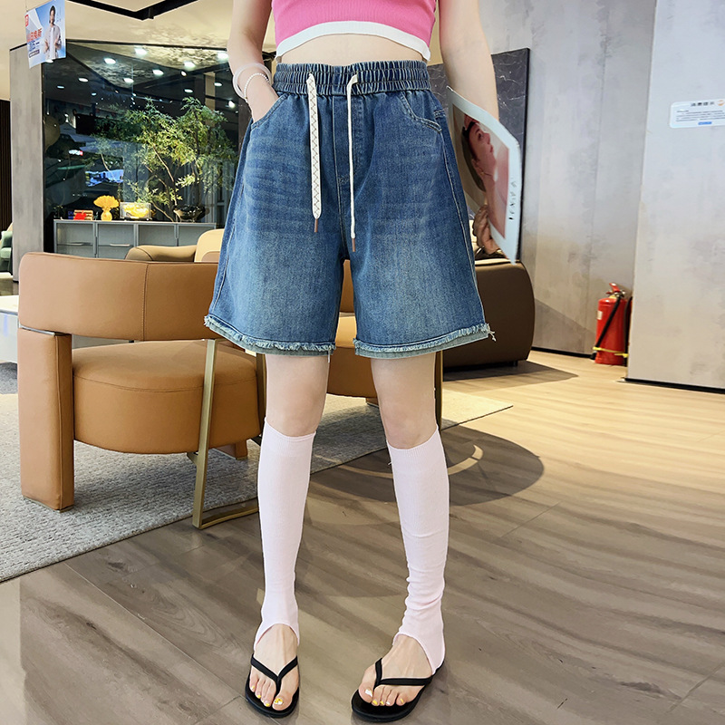 (3XL-9XL) Plus Size Frayed Mid Length Denim Shorts (EXTRA BIG SIZE)