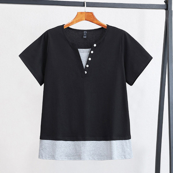 (4XL-10XL) Plus Size Cotton Henley Tee (EXTRA BIG SIZE)