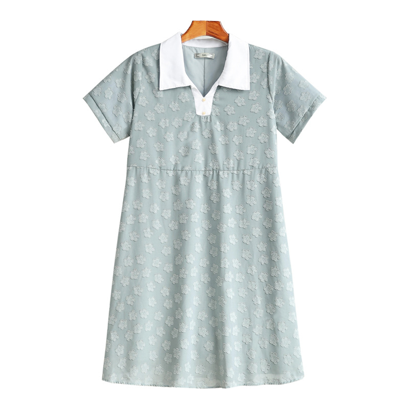 4XL-10XL) Plus Size Floral Chiffon Polo T Shirt Dress (EXTRA BIG SIZE   Pluspreorder