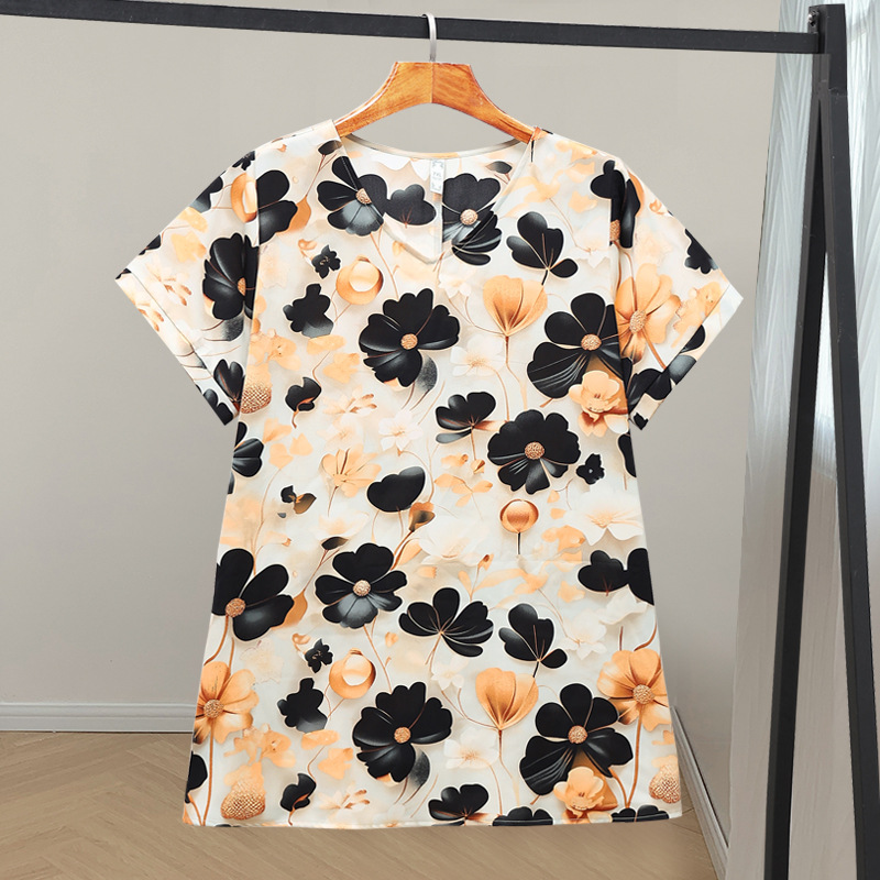 (4XL-10XL) Plus Size Floral Print V Neck Blouse (EXTRA BIG SIZE ...