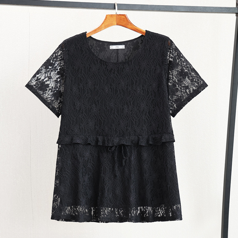 Extra Size (4XL-10XL) Plus Size Lace Peplum Short Sleeve Blouse (EXTRA BIG SIZE ...