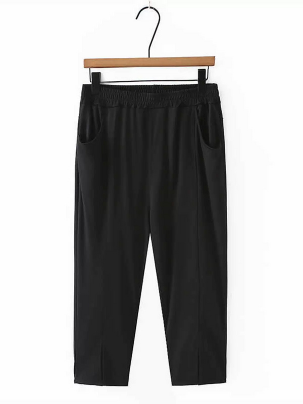 (4XL-6XL) Plus Size Cooling Black Capri Pants (EXTRA BIG SIZE)