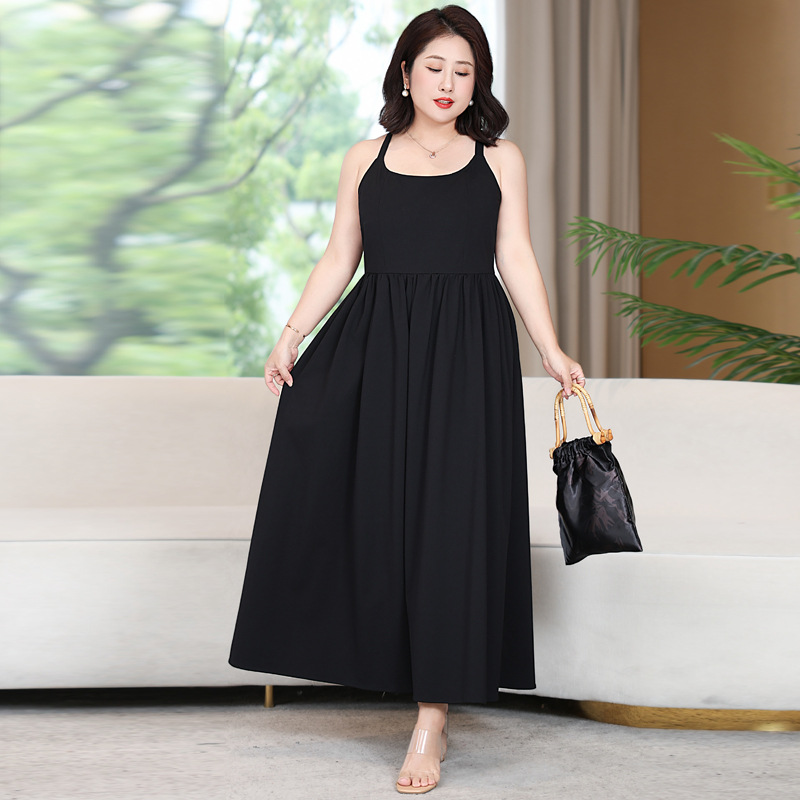 Extra Size (4XL-8XL) Plus Size Black A Line Dress (EXTRA BIG SIZE) β Pluspreorder