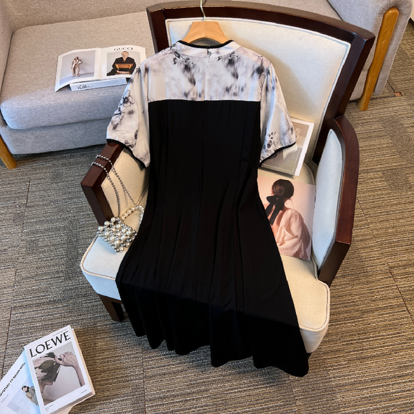 (4XL-8XL) Plus Size Black Chinese Oriental Qipao Midi Dress (EXTRA BIG ...