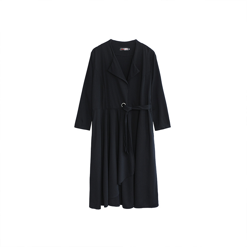 4XL-8XL) Plus size black long sleeve shirt dress (EXTRA BIG SIZE
