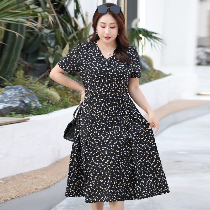 Plus size floral chiffon dresses clearance