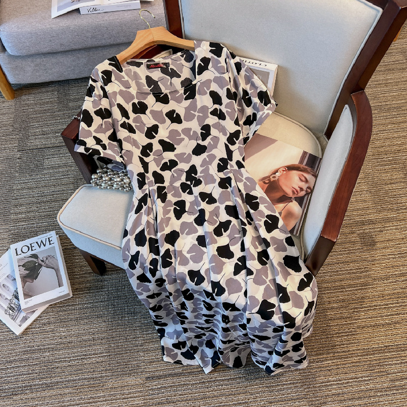 (4XL-8XL) Plus Size Square Neck Leaf Print Dress (EXTRA BIG SIZE ...