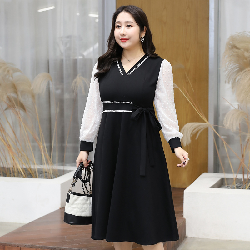 chinese dress ladies 4XL-8XL) Plus Size V Neck Long Sleeve Swing Dress (EXTRA BIG SIZE) –  Pluspreorder