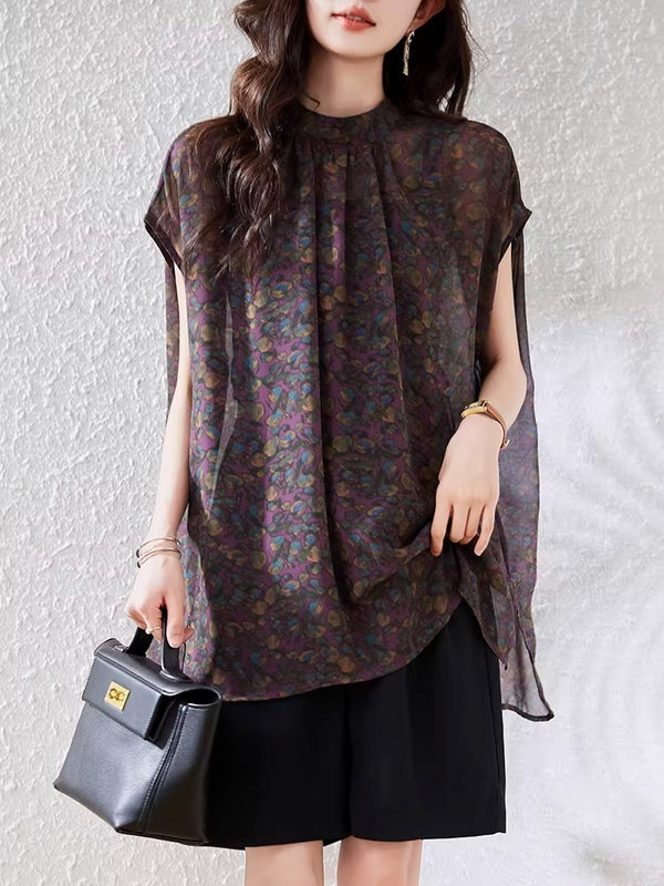 Plus Size Twilight Sheer Cape Blouse (EXTRA BIG SIZE)