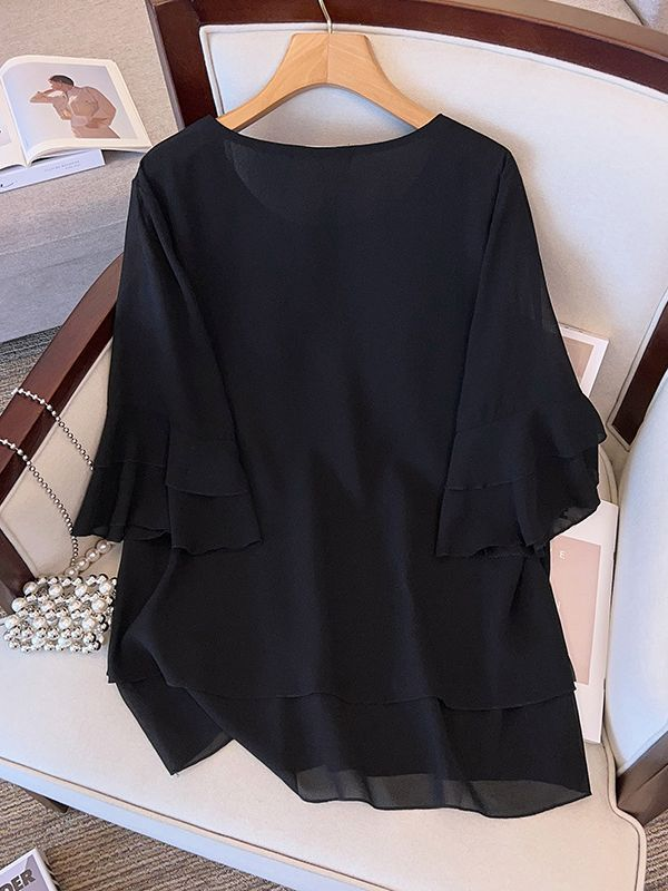 black chiffon blouse plus size