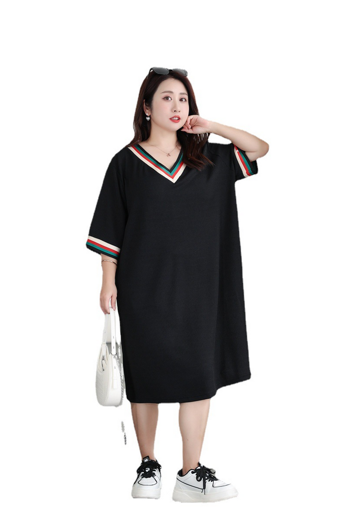 5XL-9XL) Plus Size V Neck T Shirt Dress (EXTRA BIG SIZE)  Pluspreorder