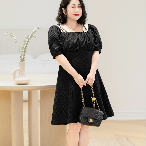 (6XL-9XL) Plus Size Korean Pearls Square Neck Dress (EXTRA BIG SIZE)