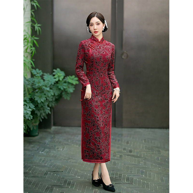 Plus Size Formal Lace Maxi Cheongsam Dress