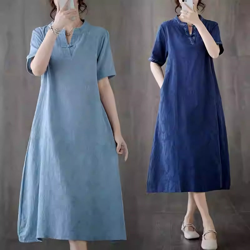 Plus Size Notch Neck Modern Qipao Dress