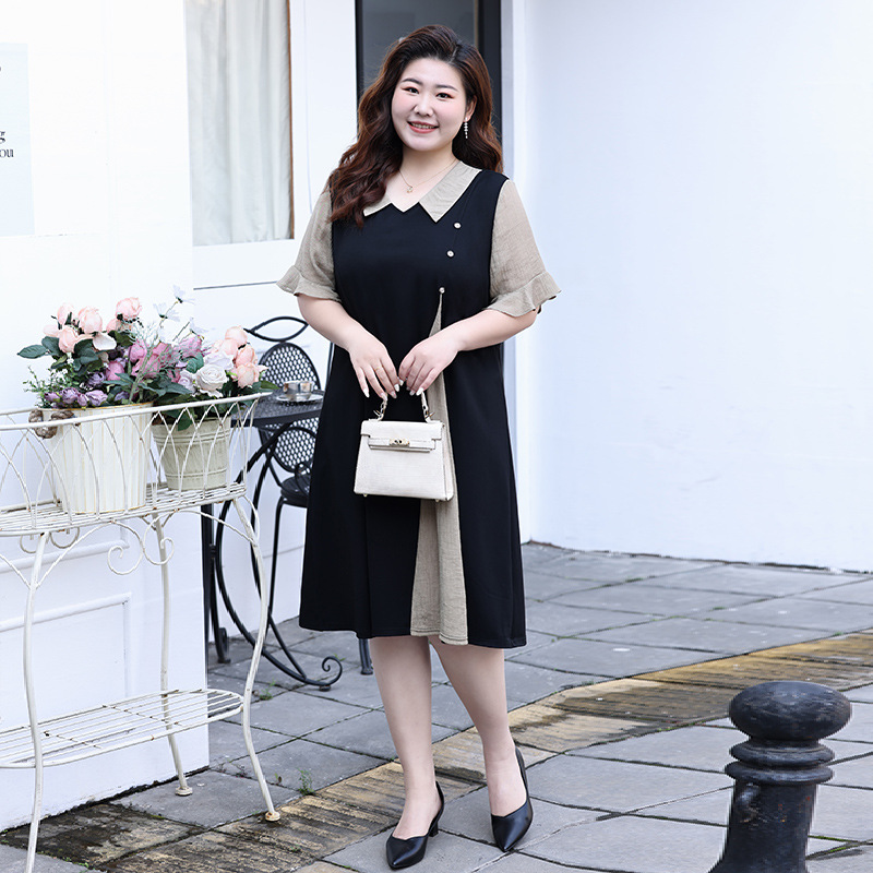 (L-6XL) Plus Size Mock 2 Piece Work Shirt Dress