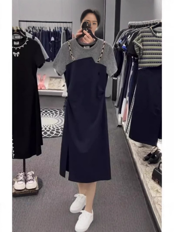 Plus Size 2-In-1 Korean Dress