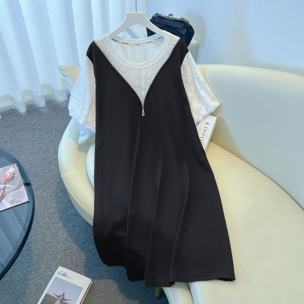 Plus Size 2-In-1 Short Sleeve Dress (EXTRA BIG SIZE)