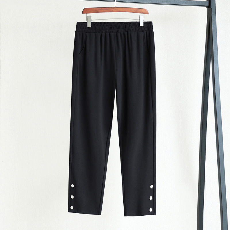 Plus Size Above Ankle Stretch Black Pants (Extra Big Size)