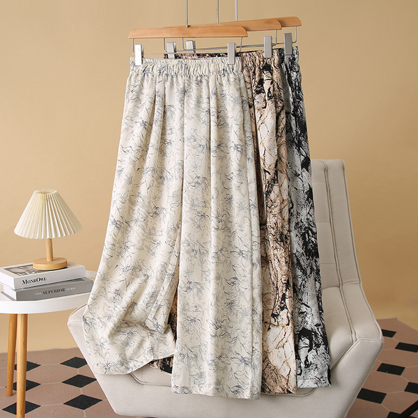 Plus Size Abstract Print Loose Long Pants