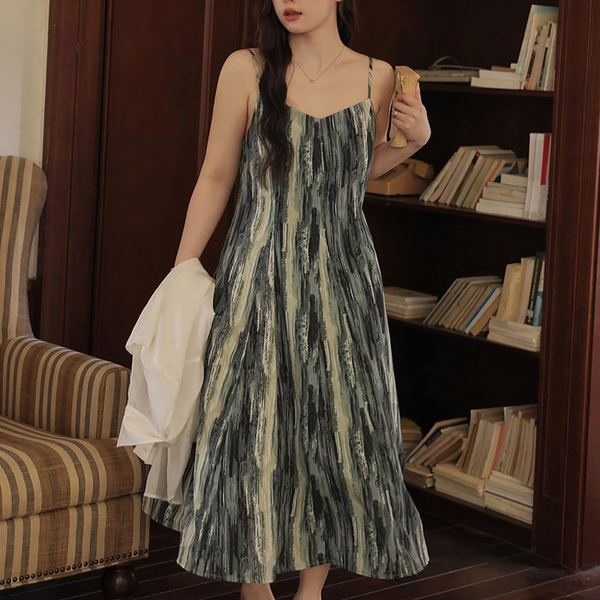 Plus Size Abstract Stripes Camisole Dress