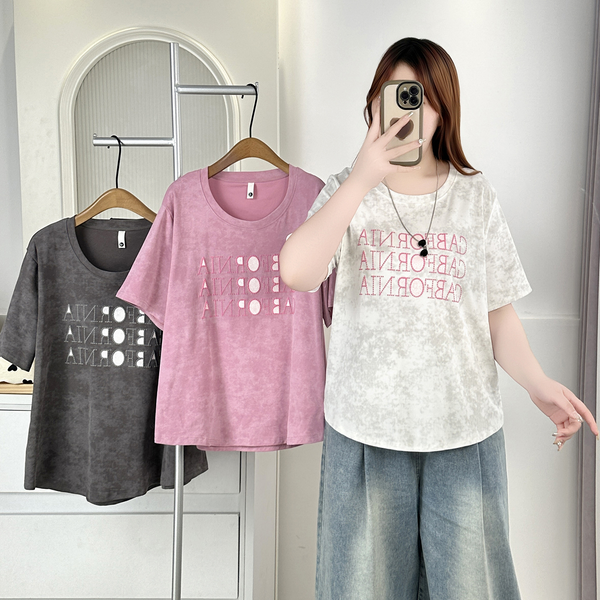 Plus Size Acid Wash Print T Shirt