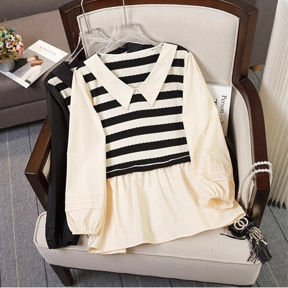 Plus Size Peplum Long Sleeve Shirt Top