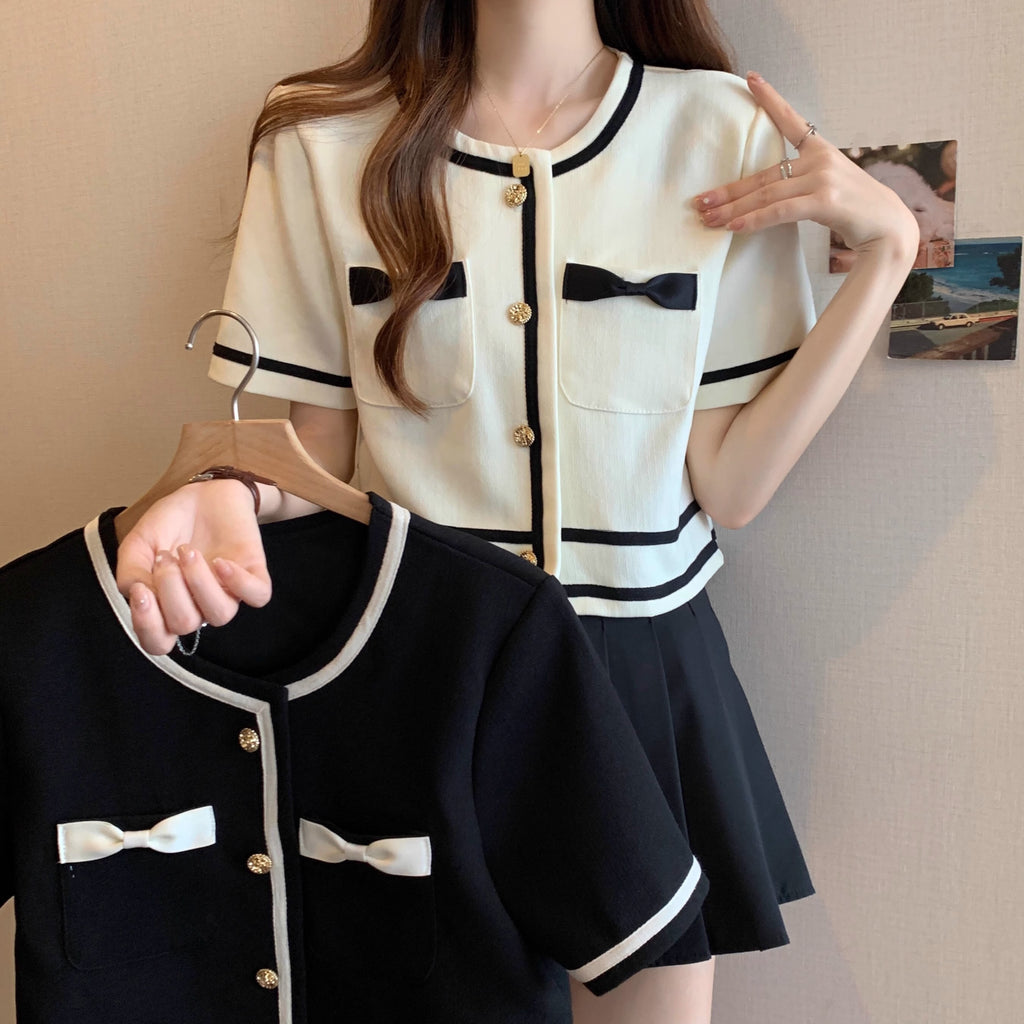 Plus Size Chanel-esque Short Sleeve Blouse