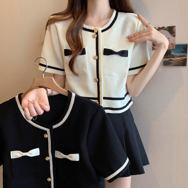 Plus Size Chanel-esque Short Sleeve Blouse